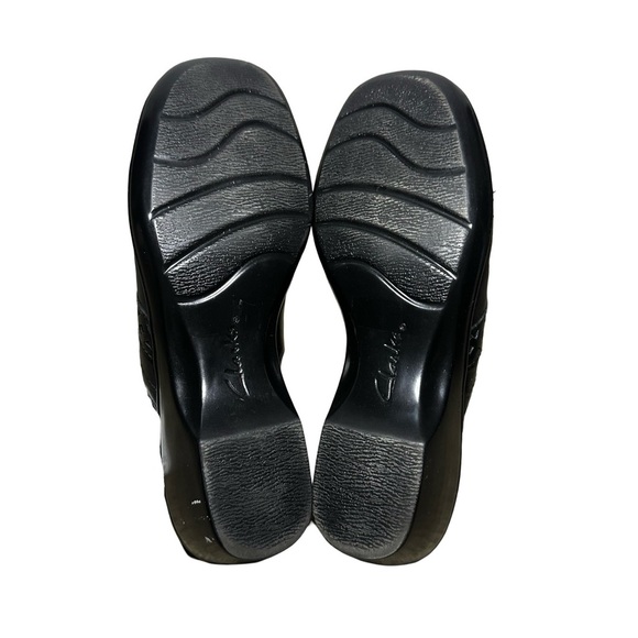 Clarks Collection Womens Black Leather Clogs Slip On Mules Size 7W Comfort - Picture 7 of 8